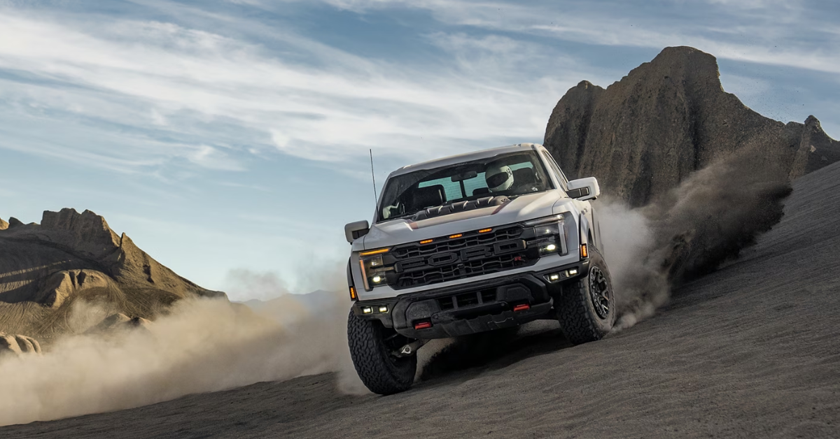 2025 Ford F-150 drifting on a sand dune
