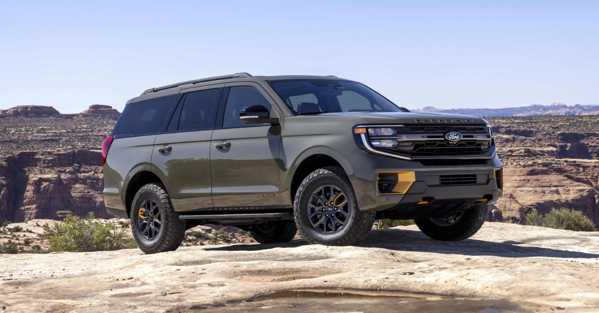 2025 Ford Expedition exterior driving over a rocky hill