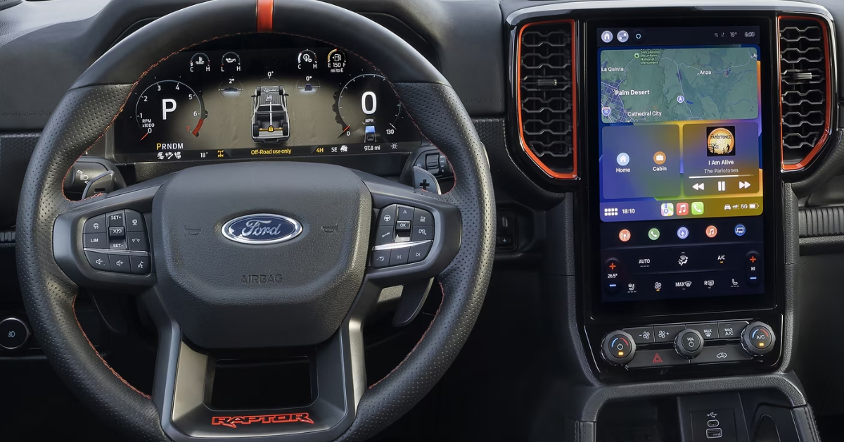 2025 Ford Ranger raptor steering wheel and dashboard