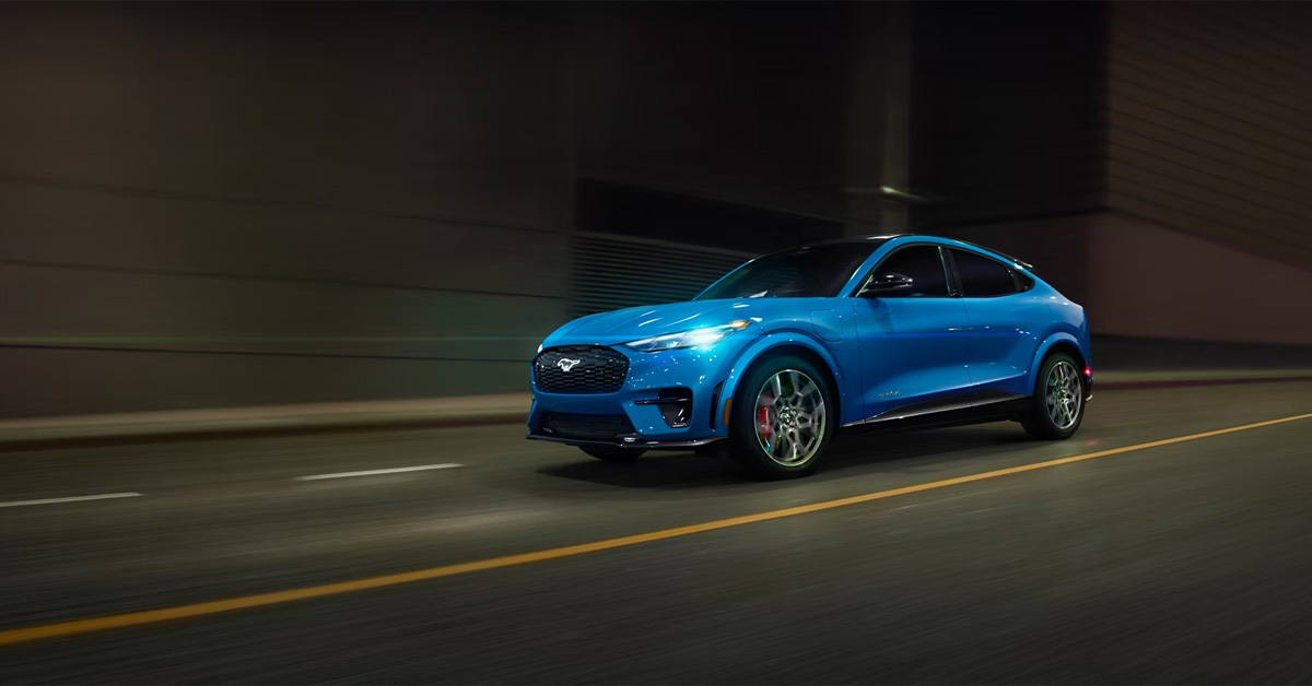 2026 Ford Mustang Mach E driving through a tunnel