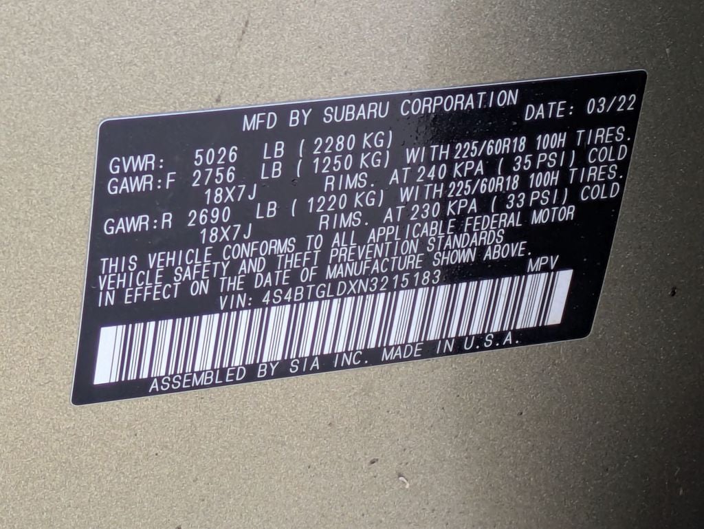 2022 Subaru Outback Onyx Edition XT