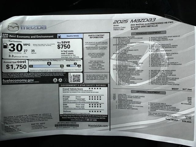 2025 Mazda Mazda3 2.5 S Preferred Package