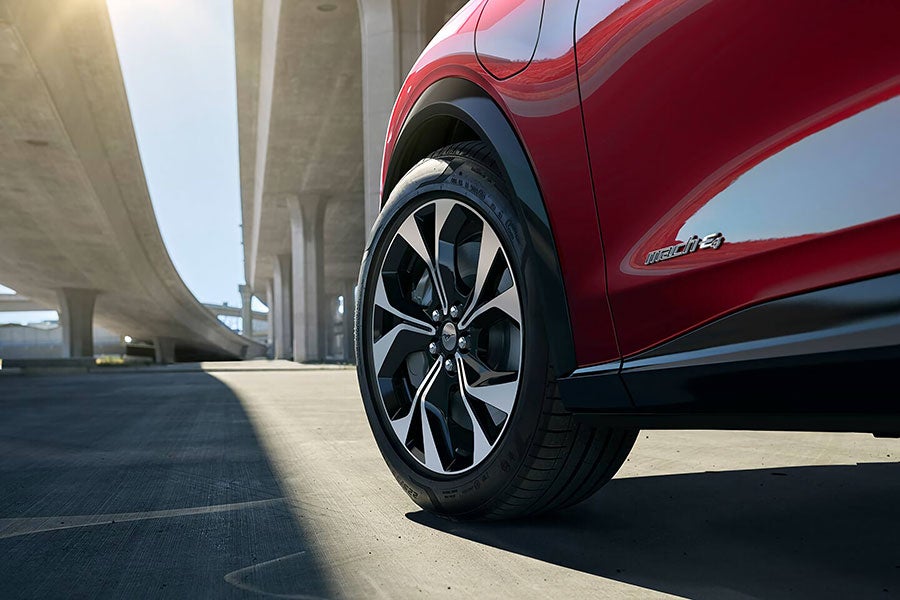 close up of tyre of Ford Mach-ev
