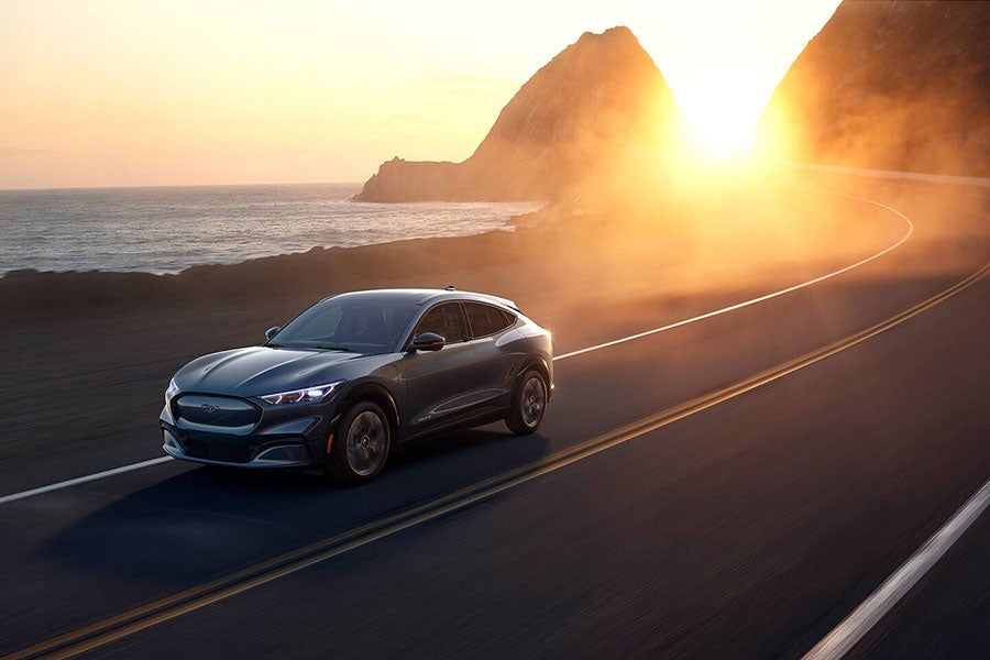 Ford Mach-ev running on road